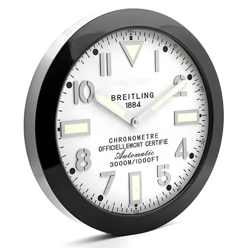 Breitling Style Black & White Wall Clock