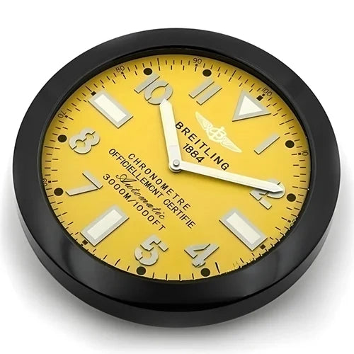 Breitling Style Black & Yellow Wall Clock