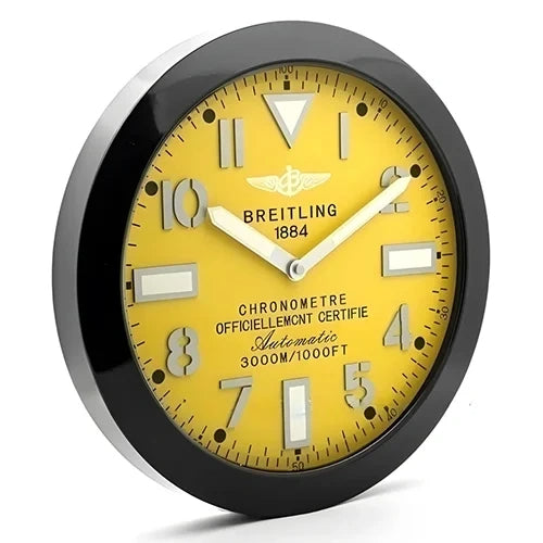Breitling Style Black & Yellow Wall Clock