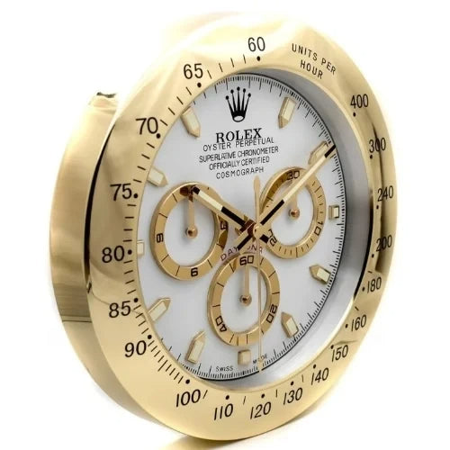Gold & White Daytona Wall Clock – Swiss-Inspired Design