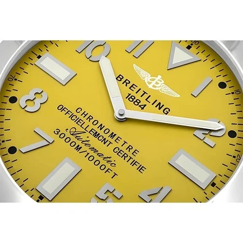Breitling Style Sliver & Yellow Wall Clock