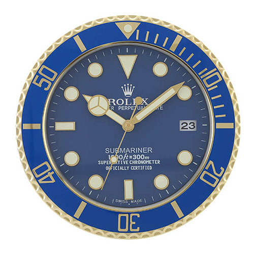 Submariner Wall Clock - Gold Blue