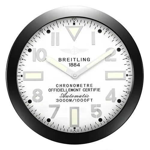 Breitling Style Black & White Wall Clock