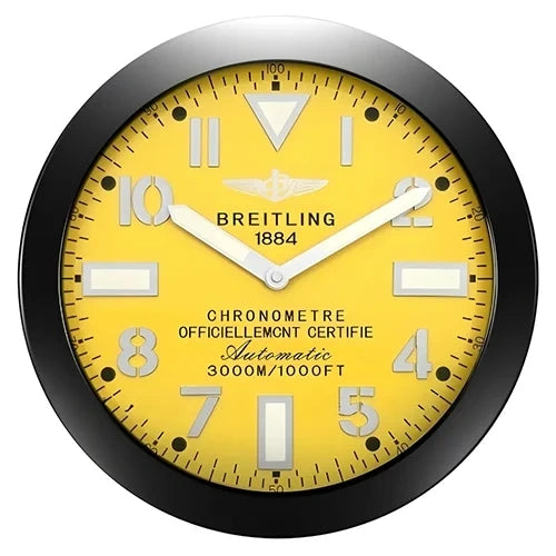 Breitling Style Black & Yellow Wall Clock