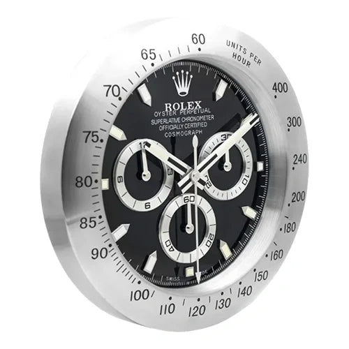 Black & Silver Daytona Wall Clock – Swiss-Inspired Design
