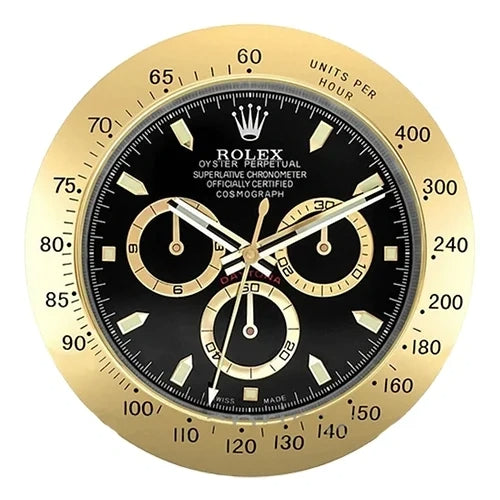 Gold & Black Daytona Wall Clock – Swiss-Inspired Design