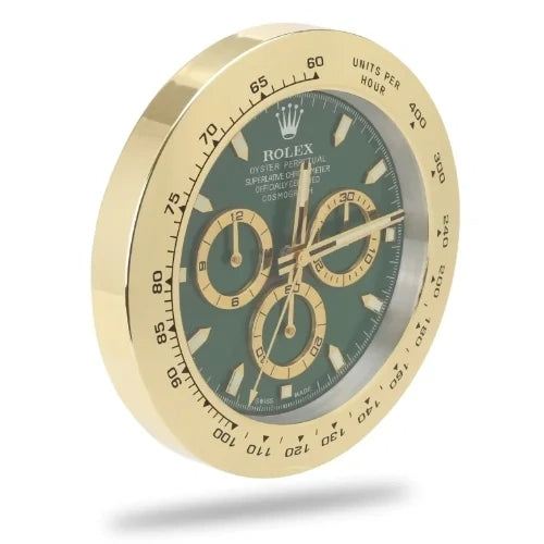 Gold & Green Daytona Wall Clock – Swiss-Inspired Design
