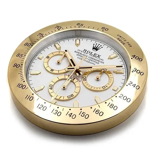 Gold & White Daytona Wall Clock – Swiss-Inspired Design