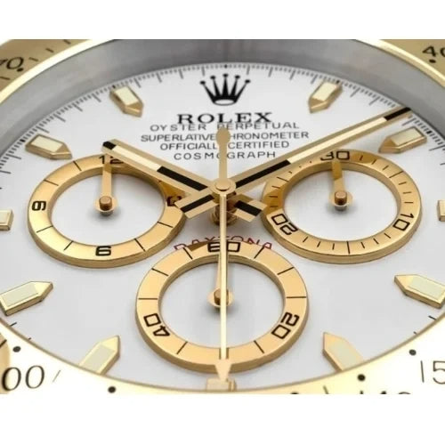 Gold & White Daytona Wall Clock – Swiss-Inspired Design