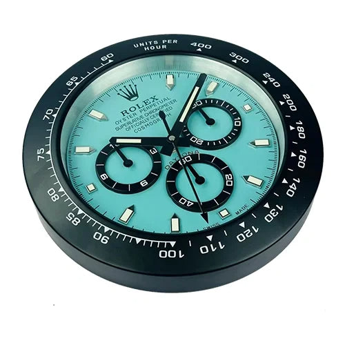 Daytona Wall Clock - Tiffany Blue & Black