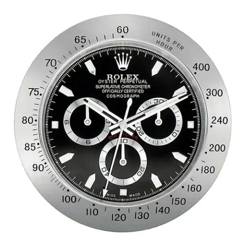 Black & Silver Daytona Wall Clock – Swiss-Inspired Design
