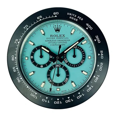 Daytona Wall Clock - Tiffany Blue & Black