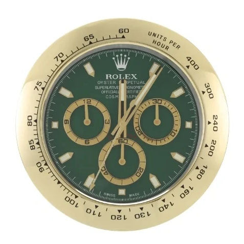 Gold & Green Daytona Wall Clock – Swiss-Inspired Design