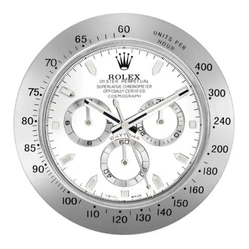 White & Silver Daytona Wall Clock – Swiss-Inspired Design